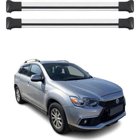 OMAC Barres de toit en aluminium pour Mitsubishi ASX 2010-2023 – TÜV / DIN 75302:2019 – Charge max 75 kg – 2 barres Argent (1/4)