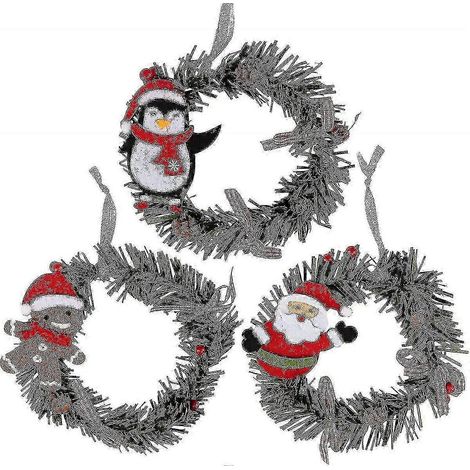 Couronne décorative de Noël, lot de 3 couronnes artificielles pour porte, sapin et cheminée.