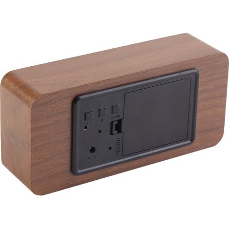 Horloge/réveil en bois à LED, piles requises. (1/5)
