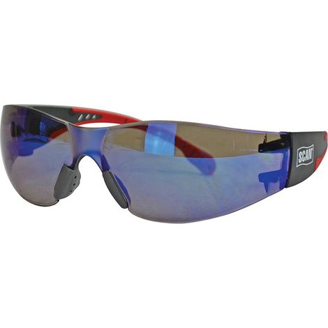 Scan Flexi Spectacle Blue wraparound sports safety glasses with anti-fog lens and flexible arms