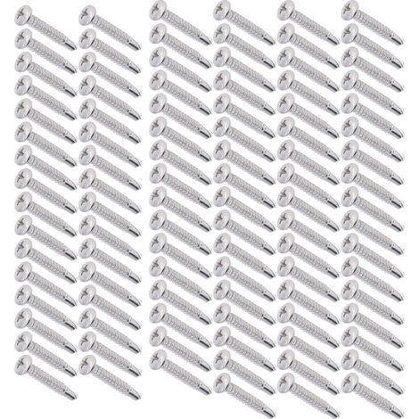 100 Vis à Bois Autoforeuses Tête Ronde Inox 304 M4,2x25, Lot de Fixations pour Menuiserie (1/5)
