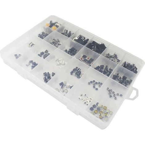 500 Pièces 25Value Boutons poussoirs tactiles Micro Momentary Tact Assortiment Kit,d\'assortiment de Bouton Tactile,pour Clé de Télécommande (1/5)