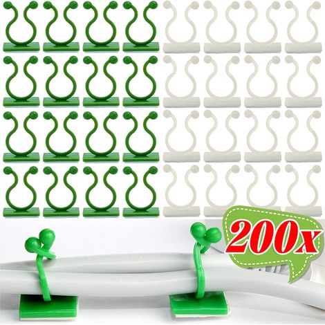 (100 pièces, vert - M) Clips de support invisibles pour plantes grimpantes, orchidées, tomates, etc. - Fixation murale autocollante en plastique. (1/4)