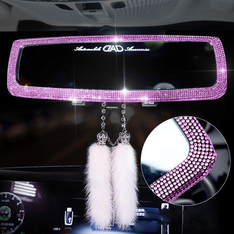 Rétroviseur intérieur de voiture orné de strass et de cristaux, accessoires intérieurs automobiles brillants (1/4)