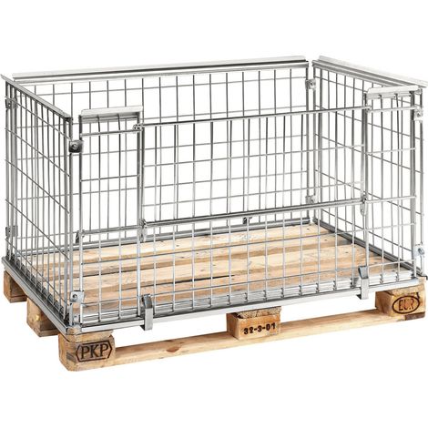 Kongamek Palettencontainer verzinkt 1020mm hoch vorne halb zu öffnen passend zu Europaletten 1200x800mm (1/4)