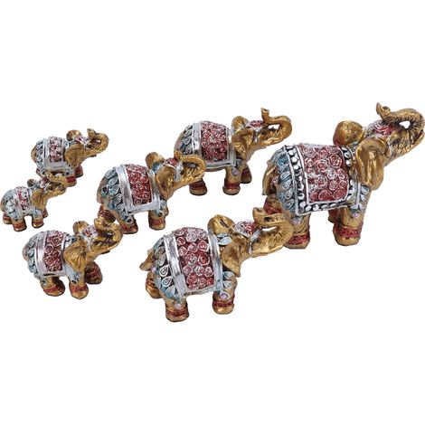 Lot de 7 adorables statuettes d'éléphants en résine, décorations vivantes, artisanat, cadeau pour la maison et la table (1/5)