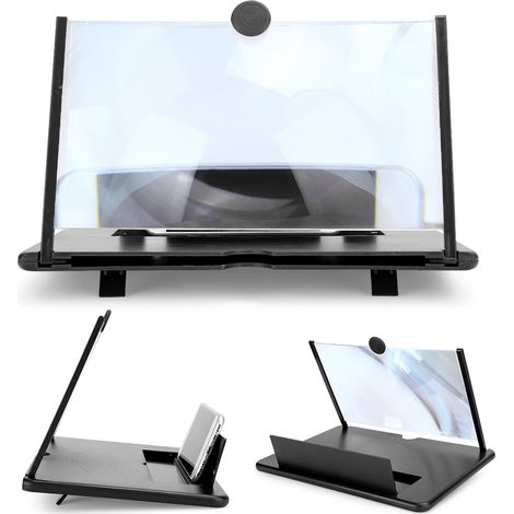 Support loupe 3D haute définition 12 pouces pour écran de téléphone portable, noir