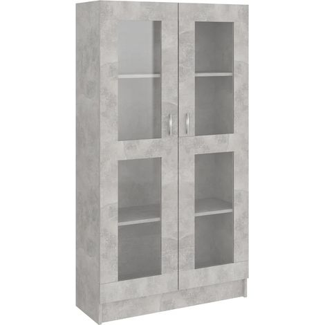 Vetrina classica 82,5 x 30,5 x 150 cm con 4 scomparti stile pulito legno composito grigio cemento 020047758