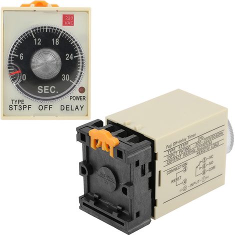 0-30s Verzögerungstimer mit Einstellknopf, 220V AC Zeitverzögerungsrelais und ST3PF-Halterung (1/5)