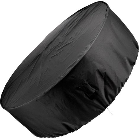 Housse pour mobilier de jardin - Housse pour table de patio - Tissu Oxford - Anti-poussière - Résistante aux UV - Coupe-vent - Imperméable - Pour table et chaises rondes - 180 x 90 cm - Noir (1/5)