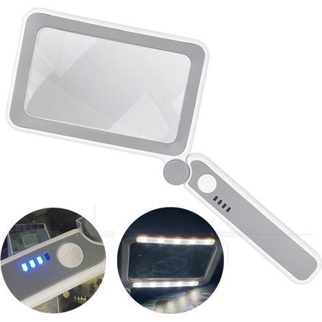 Loupe 4X, 10 lumières LED, éclairée, pliable, grande loupe pour lire des livres scientifiques, des journaux, des bijoux, des insectes et de l'artisanat. (1/5)