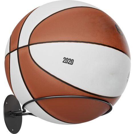 Support mural pour ballons : présentoir noir pour ballons de football, rugby, basketball et baseball - Accessoires de décoration (1/5)