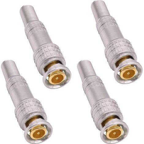 Lot de 4 connecteurs BNC sans soudure BNC RG59 à sertir - Câble coaxial de compression - Pour systèmes de caméras de sécurité (1/5)