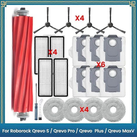 21PCS Hauptbürste Seitenbürste Hepa-Filter Staubbeutel für Roborock Qrevo S, Qrevo Pro, Qrevo MaxV Roboter Staubsauger Teile (1/5)