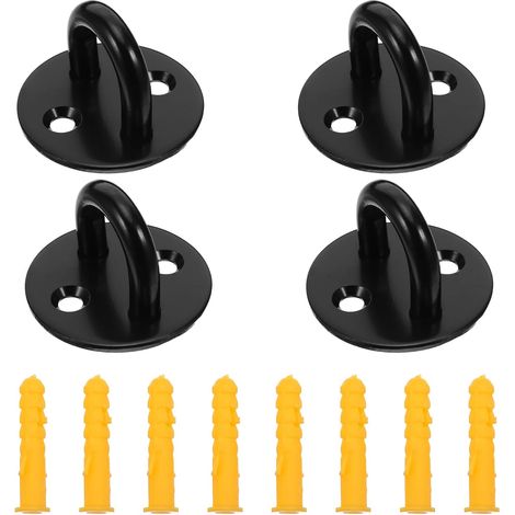 Steel M8 Ceiling and Wall Hooks 4 Pieces 8 Plastic Expansion