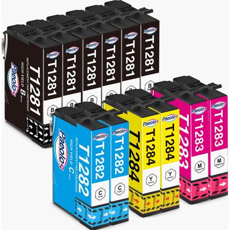 Multipack Remplacement pour Epson T1281 Noir T1282 T1283 T1284 Cartouche d'encre pour Epson Stylus SX230 SX125 S230 SX130 SX420W SX425W SX430W BX305FW SX440W SX435W SX438W SX445W SX235W (1/5)