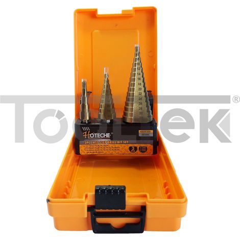 SET FRESE 3pz PER METALLO FERRO A SCALINI GRADINO FRESA 4-12 4-20 4-32mm (1/5)