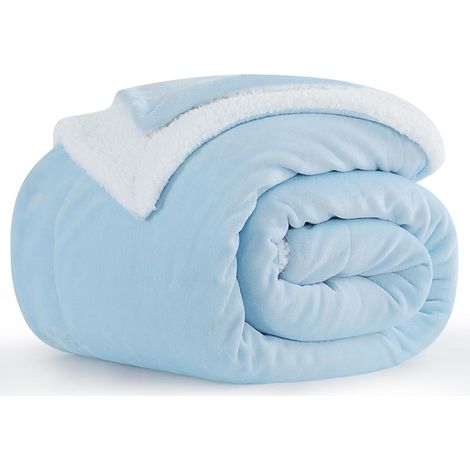 Kuscheldecke Sherpa Fleece 150x200 cm Hellblau Extra Warm (1/5)