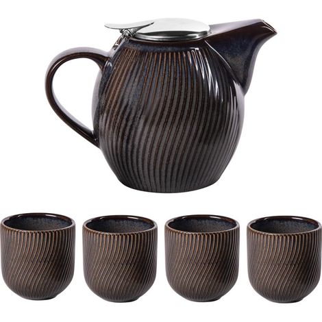 Table Passion - Coffret théière Mao noire 0,9L et 4 gobelets (1/2)
