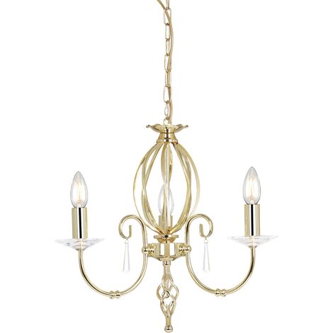 Elstead Aegean - Lampadario 3 Luci Finitura Ottone Lucido, E14