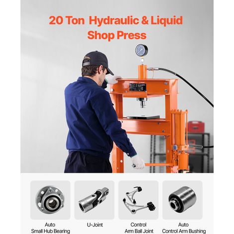 Presse d'Atelier 20 T, Presse Hydraulique et Pneumatique à Cadre en H, avec Plaque de Pressage et Support Triangulaire, Réglable, A… (1/5)