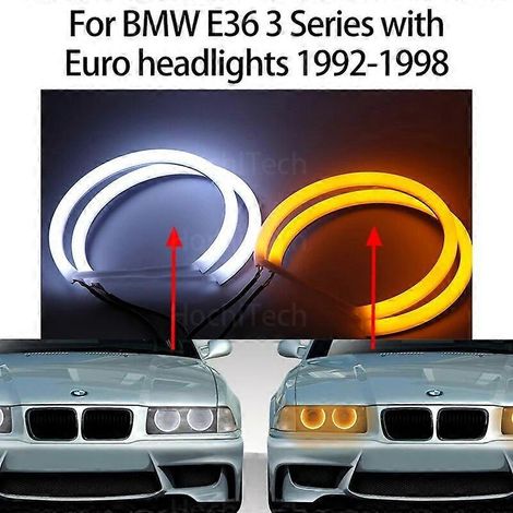 Switchback Cotton Light LED Angel Eye Dual White Amber für BMW E36 3er mit Euro-Scheinwerfern 1992-1998--