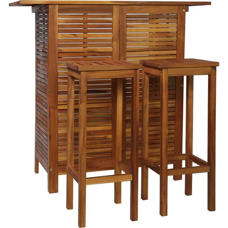 Table et chaises de bar 3 pcs Ensemble de bar Bois d'acacia massif BZTHBS551890 (1/5)