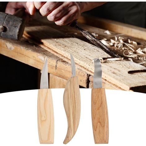 Ensemble de 3 couteaux à sculpter le bois, couteau à sculpter, couteau à crochet, outil à main (1/5)