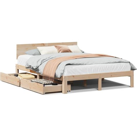 Maison Exclusive - Massivholzbett mit Schubladen 120x190 cm Kiefe