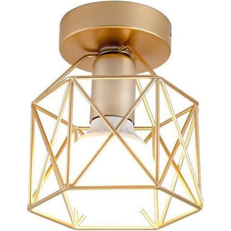 Plafonnier Semi-Encastré LED + Applique Murale Cage en Métal Noir – Kit 2-en-1 Style Industriel pour Maison et Commerce