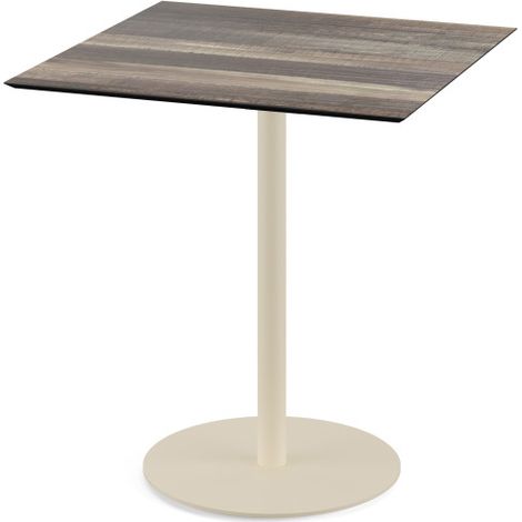 Urban table de bistrot avec piètement sable + plateau HPL Tropical Wood 70x70 cm - Feros (1/4)