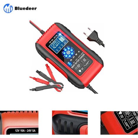 Chargeur de batterie intelligent 10A 12V/24V LiFePO4 – Écran LCD – Détection automatique – Fonction réparation – Protection multiple (1/5)