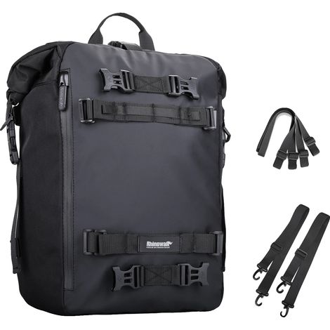 Bolsa para asiento trasero de motocicleta, material impermeable, diseño multifuncional, color negro, 20 litros. (1/2)