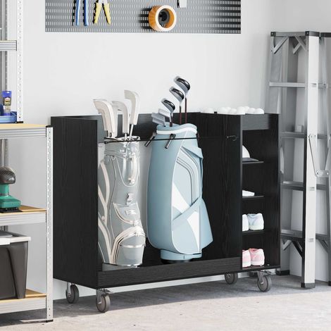 Golf Schrank Mit Rad Uni Schwarz Eichen-Optik 120 x 45 x 98 cm