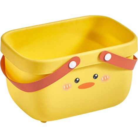 Panier de douche à motif canard jaune, grande ouverture et poignée élargie, robuste, en PP, idéal pour la salle de bain, le camping et les sorties en famille. (1/5)