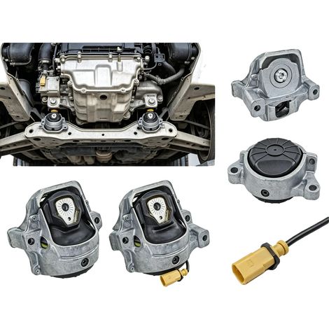 Supporti motore, in ferro e gomma resistenti, compatibili con modelli Audi, grigio scuro (1/5)