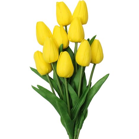 Tulipe Artificielle - Tige en Fil d'Acier - Hauteur 34 cm - Fleur 5 x 3 cm - Matière PU Réaliste - Décoration Intérieure et Événements - Lot de 10 (1/5)