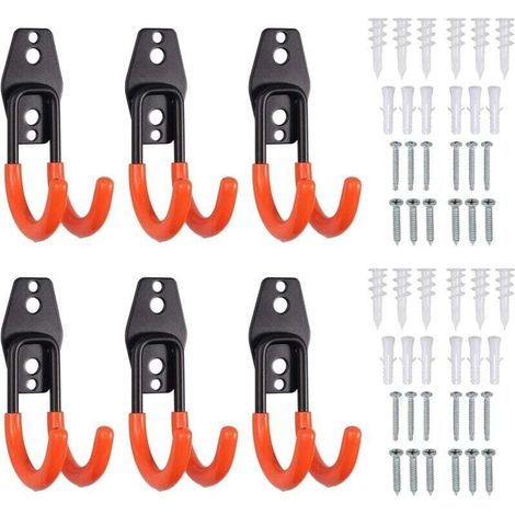 ganci portaoggetti in acciaio per garage, doppi ganci multiuso per garage, ganci in gomma antiscivolo per attrezzi, ideali per oggetti sfusi, biciclette, corde, scale, ecc. (1/4)