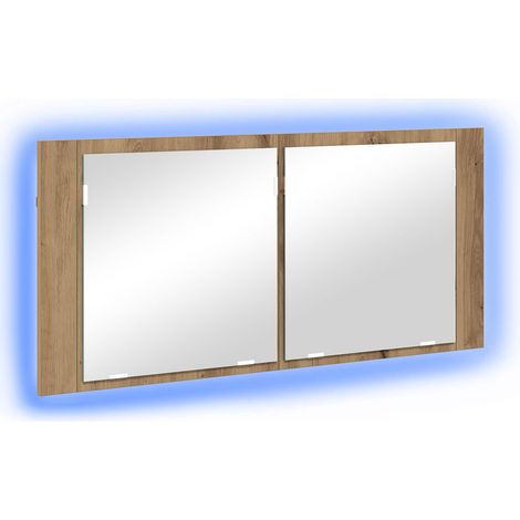 Maison Exclusive - LED Spiegel-Schrank mit Regal Artisan-Eiche 10
