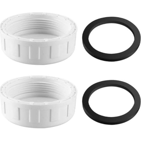2 pièces bouchons filetés PVC, raccord femelle fileté rond 2", pour obturer raccords et extrémités de tuyaux, blanc (1/5)