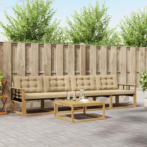 vidaXL Outdoor-Sofagarnitur 5 pcs Weiß und Beige 79 x 79 x 37 cm (1/5)