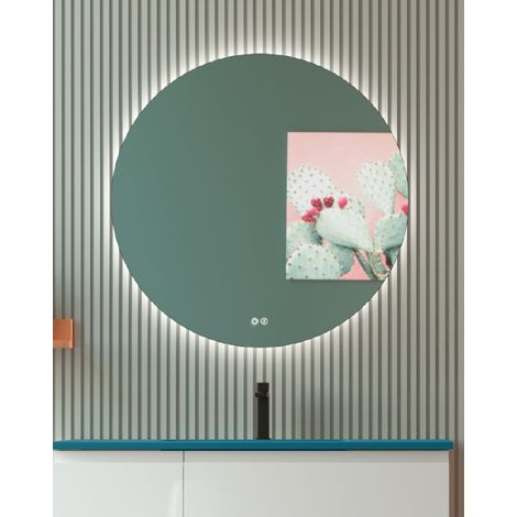 Espejo Pared Redondo de Baño Baño  Luz Ambiental Sensor Táctil On/Off  70 cm (1/5)