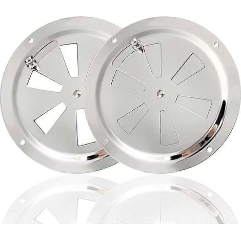 Grille de ventilation ronde de 125 mm, lot de 2 grilles d'aération en acier inoxydable, ouverture d'aération réglable (1/5)