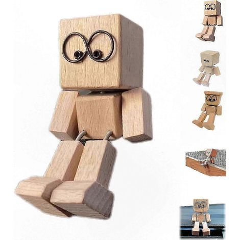 Niedliches Set aus 12 magnetischen Holzfiguren mit wackeligen Sockeln, witzige Dekoration für das Armaturenbrett, verspielte Dekoration für Fahrzeuge. (1/5)