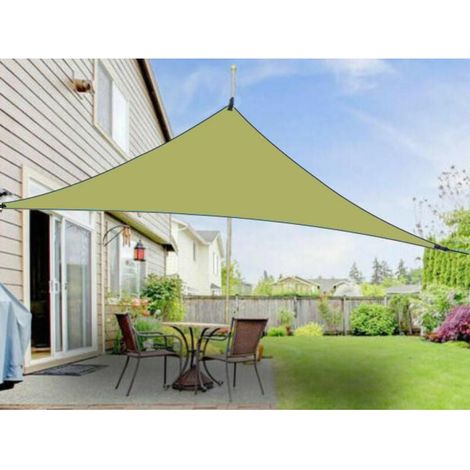 Voile d'ombrage triangulaire 3m pour terrasse et jardin, pare-soleil imperméable, auvent pliant anti-UV, tonnelle paysage résistante (Vert kaki) (1/5)