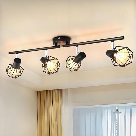 Plafonnier Spot Cuisine, E14 Orientable Cage Vintage Luminaire, Moderne Plafond lustre(sans ampoule), Industrielle Spotlight Pour Cuisine Couloir Salon Chambre Coucher (1/5)