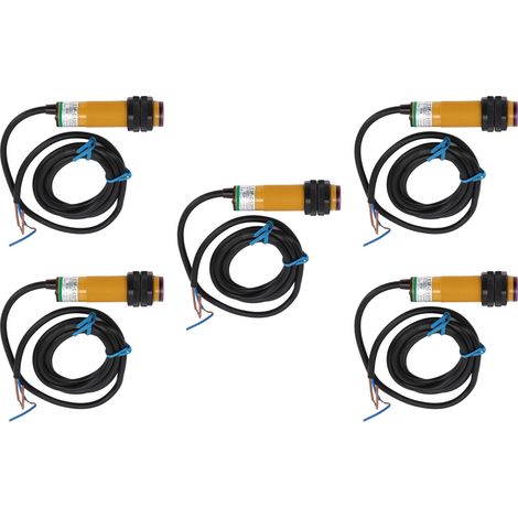 Lot de 5 interrupteurs photoélectriques infrarouges normalement ouverts, portée de détection de 10 à 30 cm, indice de protection IP65, capteur photoélectrique 90-250 V CA (1/5)