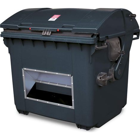 BRB Streugutbehälter 1100 Liter, HDPE Kunststoff, mit Runddeckel, BxTxH 1365x1060x1150 mm, Aufnahme für Kammschüttung (grau)