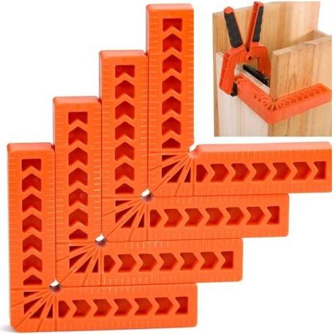 Ensemble de 4 Équerres de Positionnement à Angle Droit 90°, Coins en Plastique L-Shape 100mm/4" pour Assemblage de Cadres Photo, Boîtes, Portes et Meubles (1/5)