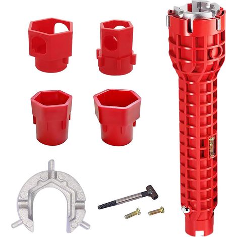 Outil de Clé de Robinet 8 en 1, Cle pour Robinet Evier, La Clé D'Installation De Robinet, Installateur de Clé d'évier pour Cuisine Salle De Bain pour Cuvette De Toilettes Cuisine Plomberie (1/5)
